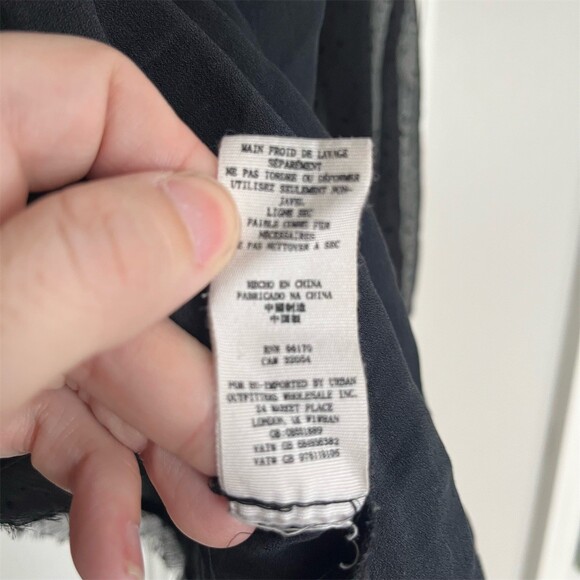 Free People Blouse Womens XS Black Sheer Swiss Dot Long Sleeve Peplum Boho - Picture 5 of 7